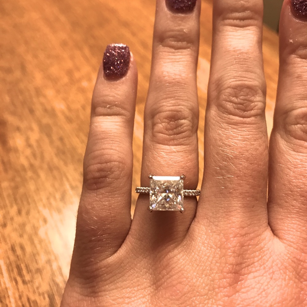 Princess cut engagement ring. NEVER WORN